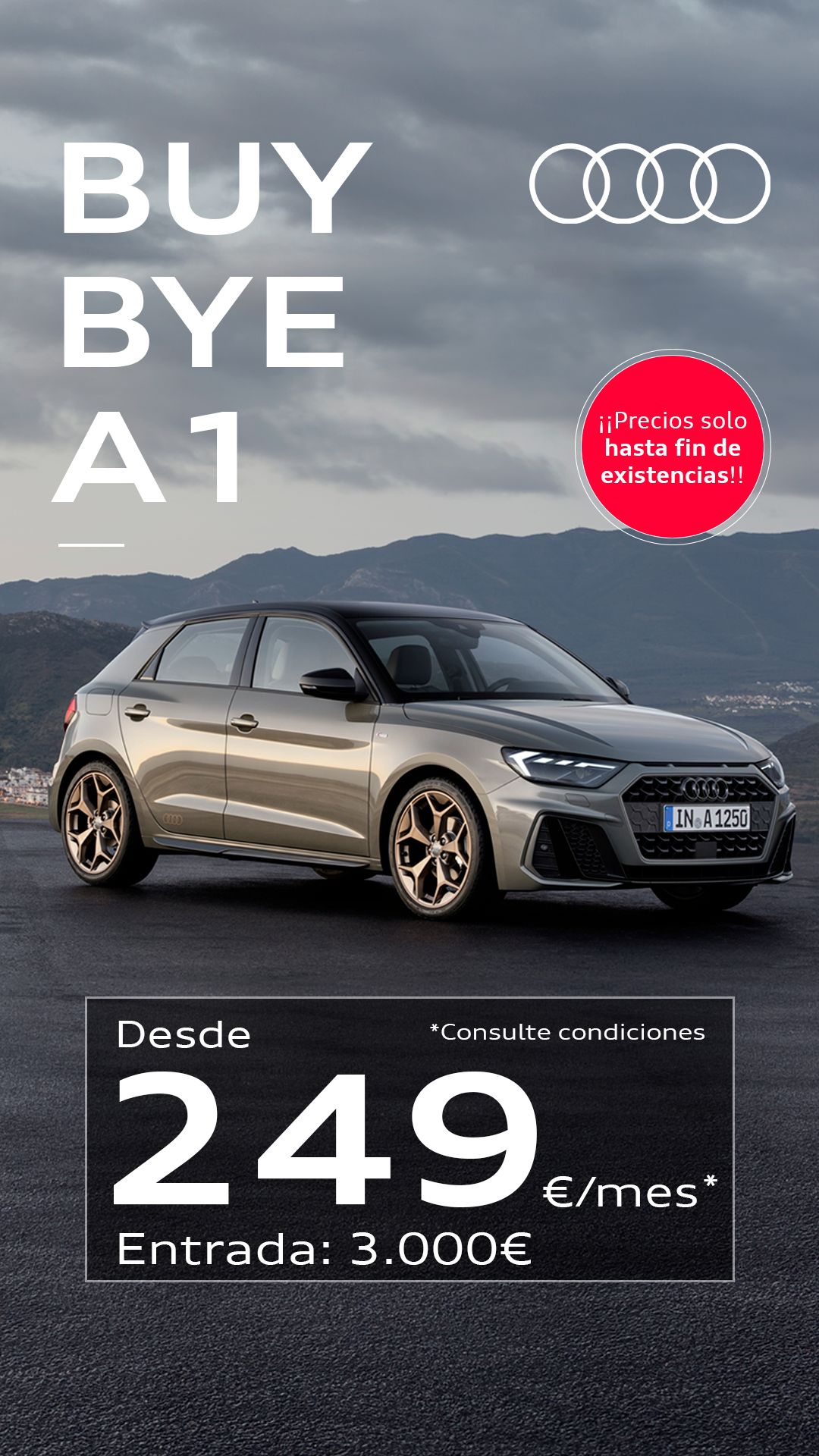 Audi A1 beige con oferta de compra desde 249€ al mes y entrada de 3.000€