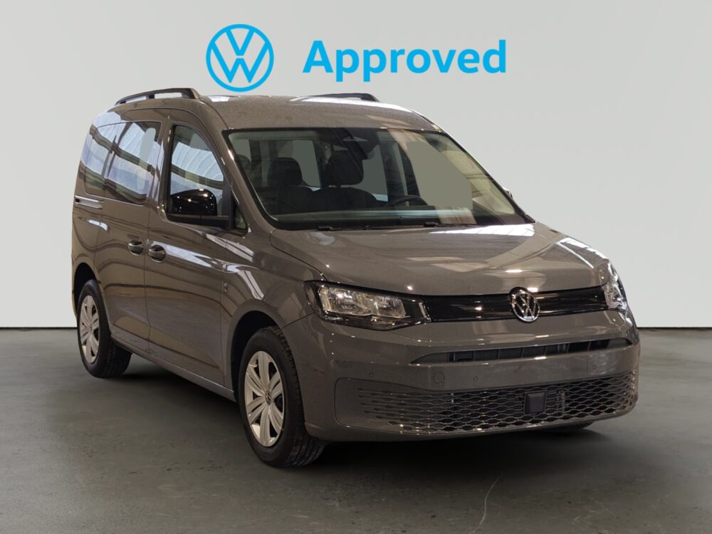 Volkswagen Caddy gris claro aparcado con logo Approved